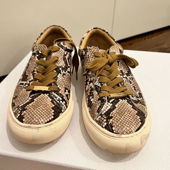 J/slides low top brown snakeskin lace up sneakers - Picture 1 of 8